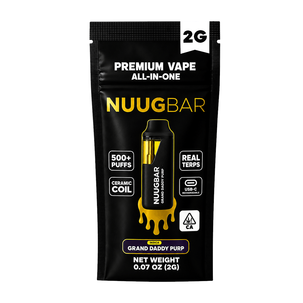 Grand Daddy Purp NUUG BAR THC & THCA vape